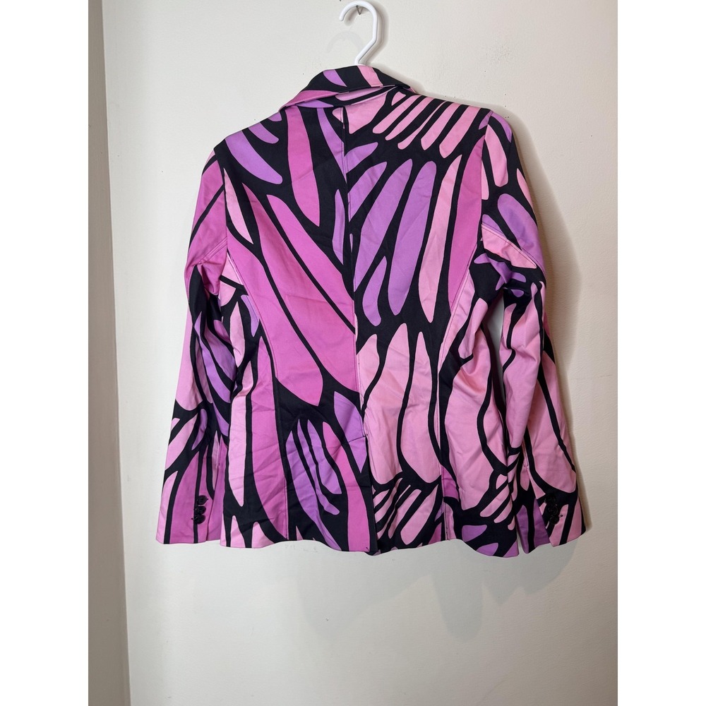 Natori Blazer Womens 6 Pink Purple Animal Print Cotton‎ Blend Suit Jacket - Picture 8 of 9